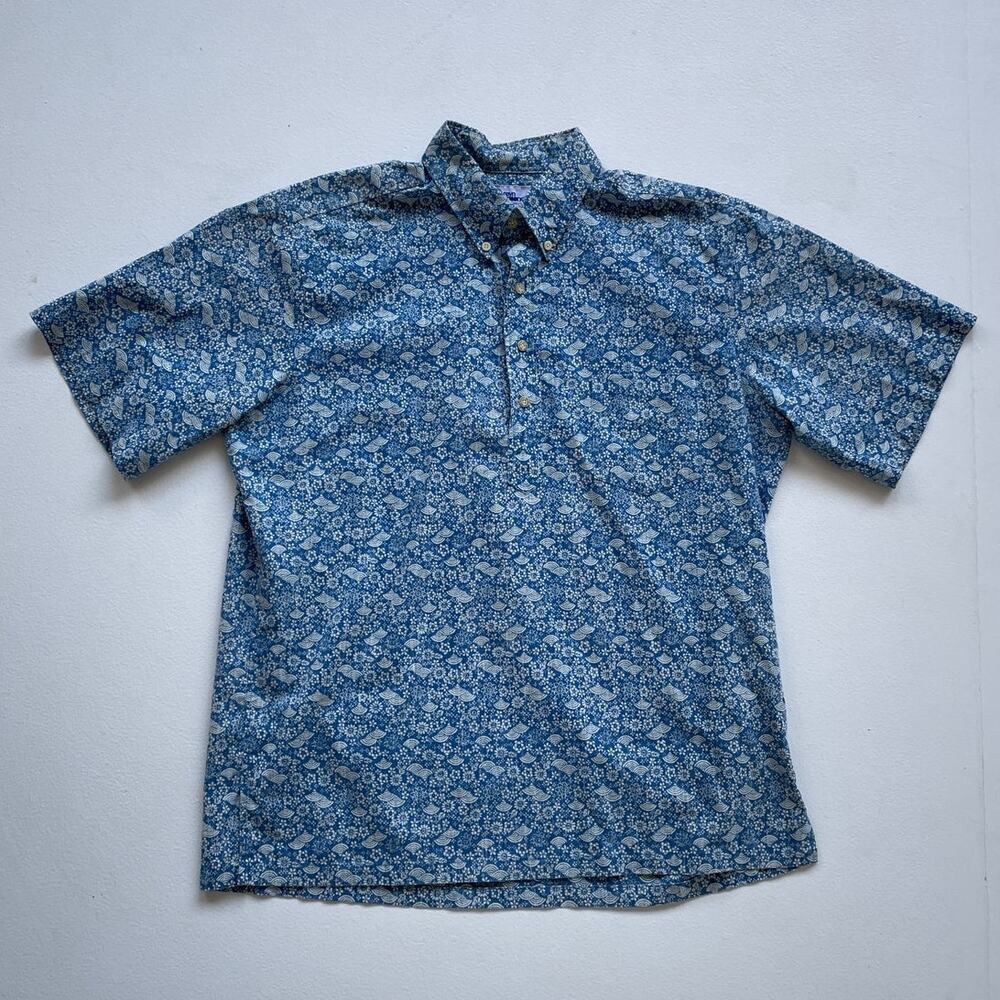 Vtg REYN SPOONER Hawaiian Pull Over Button Up Shirt / Sz L / Hawaii Aloha Retro